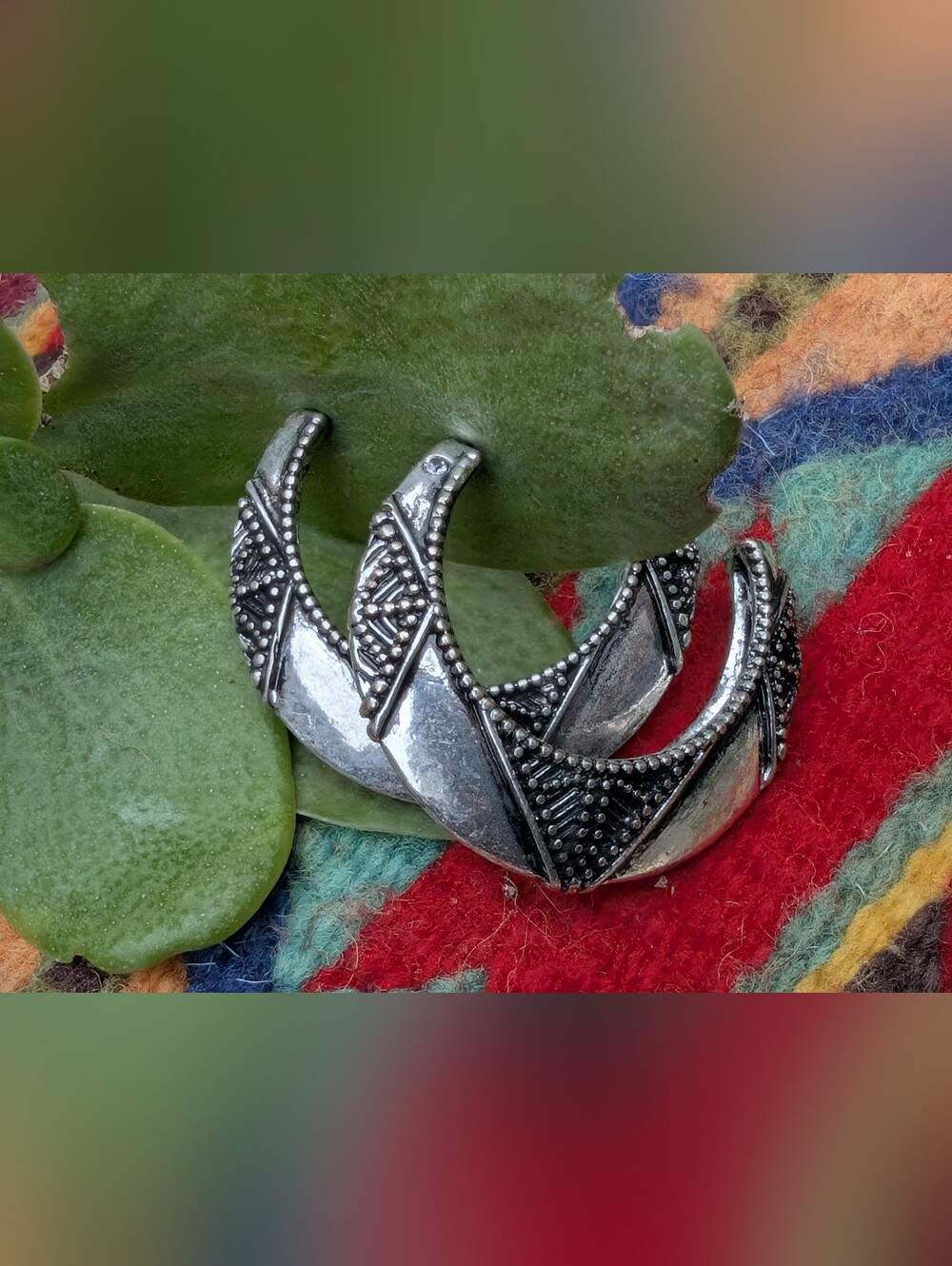 Crescent Moon Silver Hoop Earrings for Women